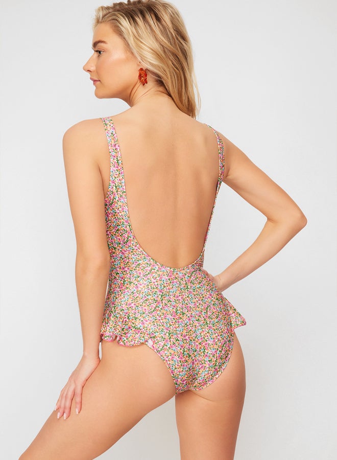 trendyol Floral Patterned Frilly Regular Swimsuit - Image 5