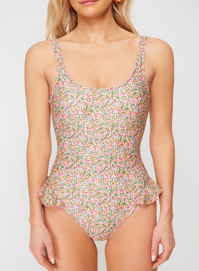 trendyol Floral Patterned Frilly Regular Swimsuit - Image 4