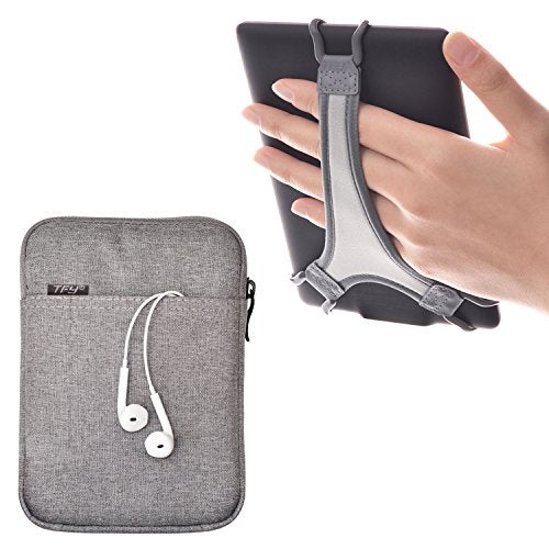 TFY E-Reader Protective Pouch Bag with Zip Closure, Plus Bonus Hand Strap Holder for 6 inch e-Readers - Kindle 6 inch/Paperwhite/Voyage/Oasis 6 Inch/Nook GlowLight Plus/Kobo Aura/Touch 2.0 - Image 1