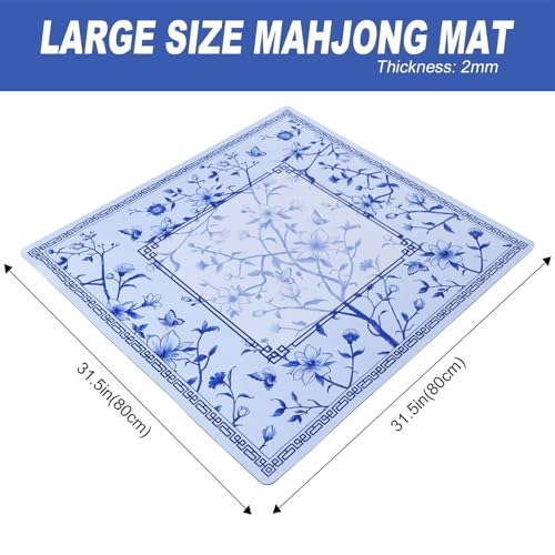 Jongyance Large Blue Printed Mahjong Mat 315x315 with Black Carrying Bag AntiSlip NoiseReducing Mahjong Table Mat for MahjonggPoker Board Games Dominoes and Card - Image 5