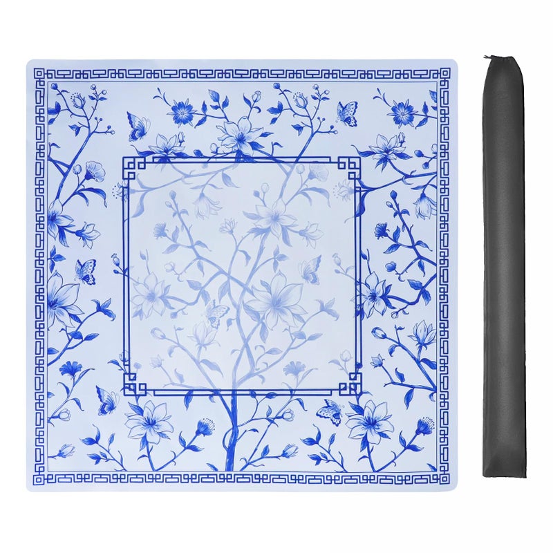 Jongyance Large Blue Printed Mahjong Mat 315x315 with Black Carrying Bag AntiSlip NoiseReducing Mahjong Table Mat for MahjonggPoker Board Games Dominoes and Card - Image 3