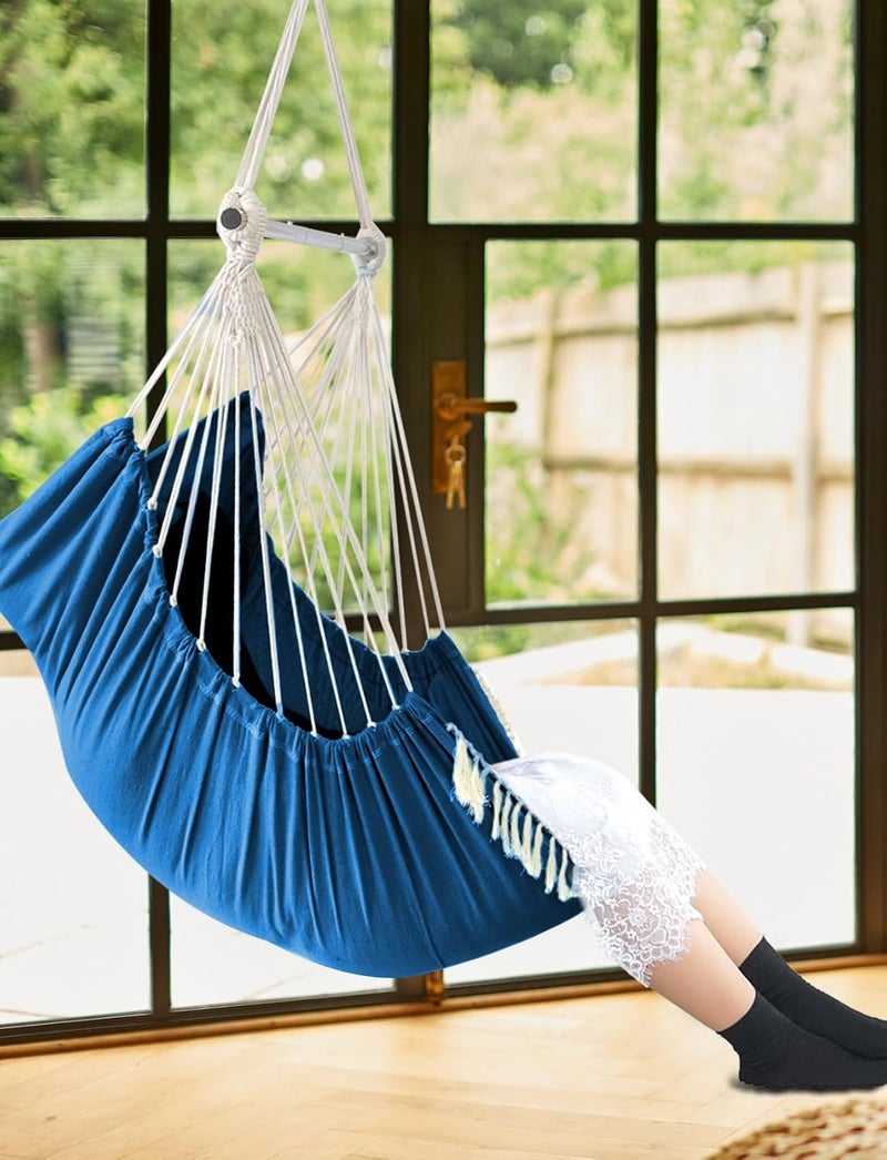 Chihee Swing Chair Hammock Max 227 kg 2 Cushions Included Metal Bar with Non-Slip Slots Portable Hanging Chair Side Pocket Bohemian Chair Large Macrame Indoor Outdoor - Image 2
