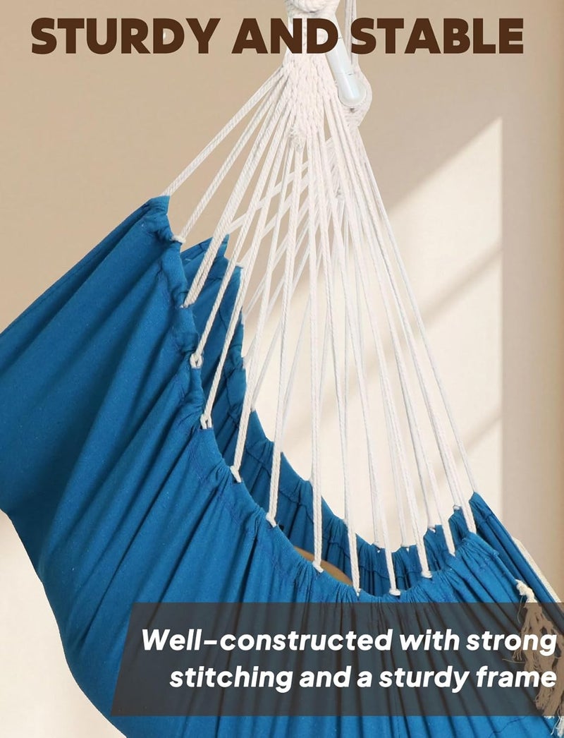 Chihee Swing Chair Hammock Max 227 kg 2 Cushions Included Metal Bar with Non-Slip Slots Portable Hanging Chair Side Pocket Bohemian Chair Large Macrame Indoor Outdoor - Image 5