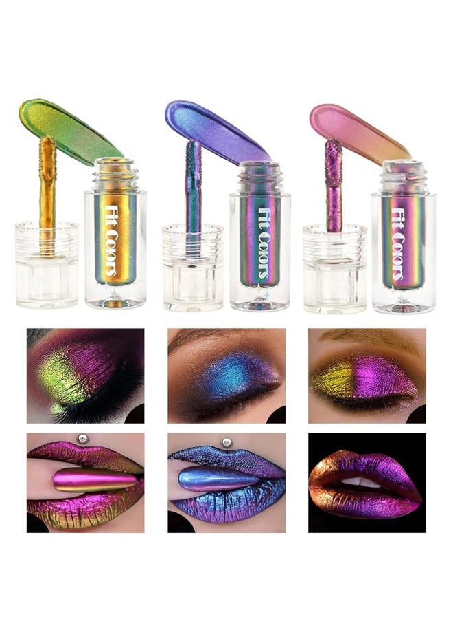 Domality Chameleon Eyeshadow Liquid Set, 3pcs Intense Color Shifting Multichrome Eyeshadow, Highly Pigment Metallic Long Lasting Quick-Drying No Creasing Eye Makeup - Image 1