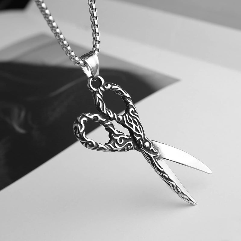 STWTR Viking Scissors Pendant Necklace Hairdresser Scissors Hairstylist Gift, Stainless Steel, not known - Image 2