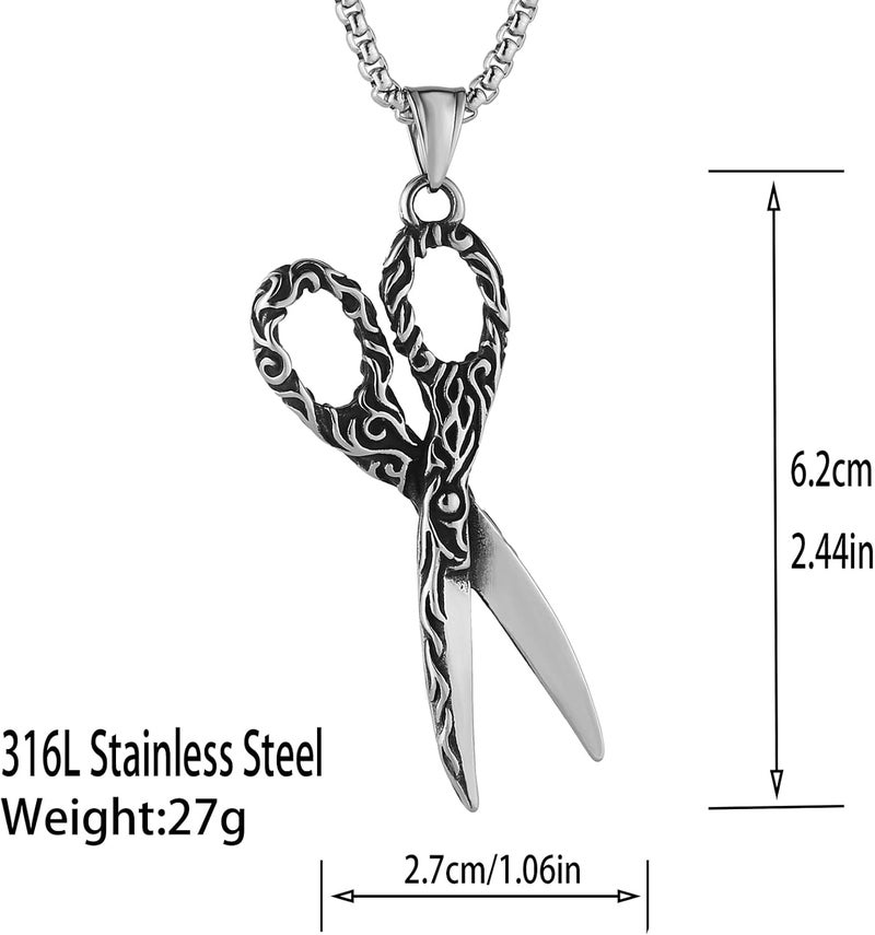 STWTR Viking Scissors Pendant Necklace Hairdresser Scissors Hairstylist Gift, Stainless Steel, not known - Image 1