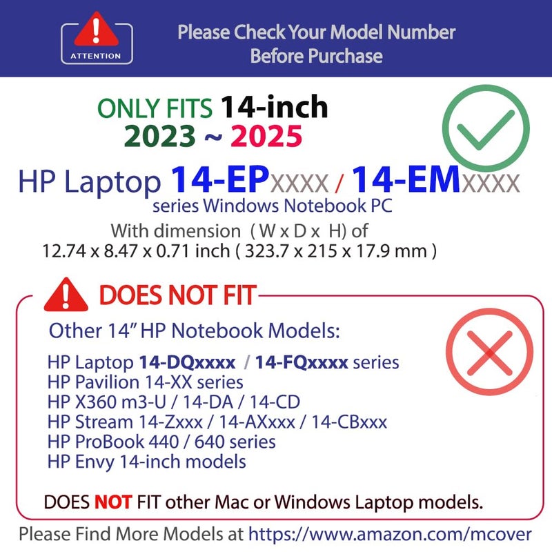 mCover Case Only Compatible for 2023~2025 14" HP Laptop 14-EP0000 / 14-EM0000 Series Traditional Notebook PC (NOT Fitting Any Other HP Models) - Pink - Image 3