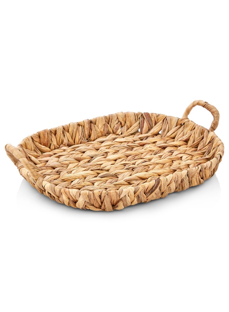 3-Piece Set – Handwoven Natural Seagrass Oval Serving Trays with Handles - Image 4