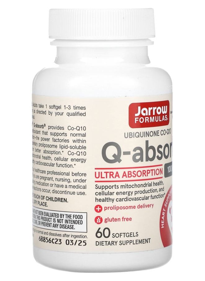 jarrow formulas Q-Absorb Ubiquinone CO-Q10 100 mg 60 Softgels  - Image 2