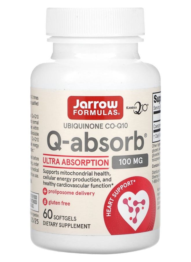 jarrow formulas Q-Absorb Ubiquinone CO-Q10 100 mg 60 Softgels  - Image 1