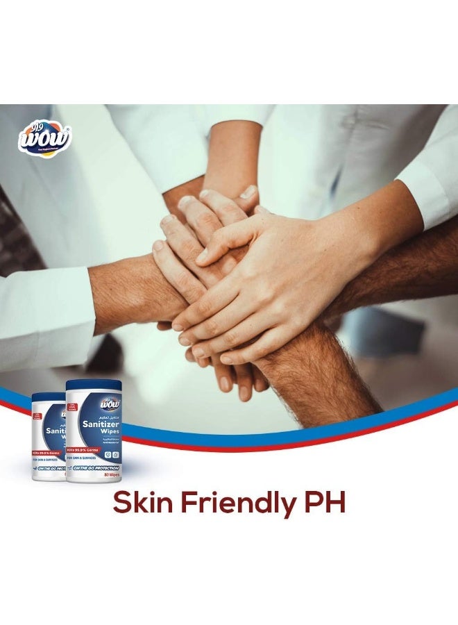 WOW Sanitizer Wipes - 80 Count Canister - Image 2