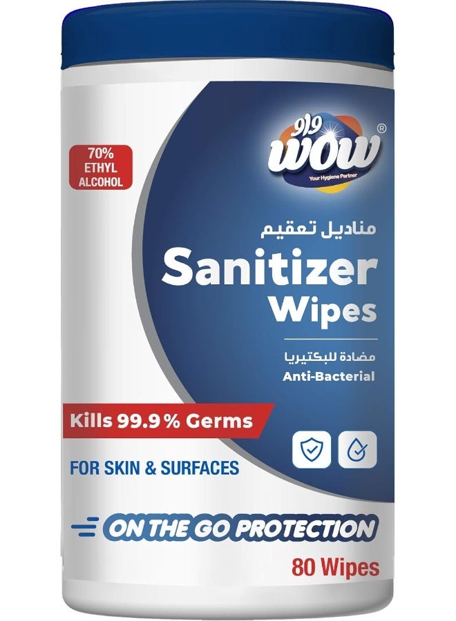 WOW Sanitizer Wipes - 80 Count Canister - Image 1