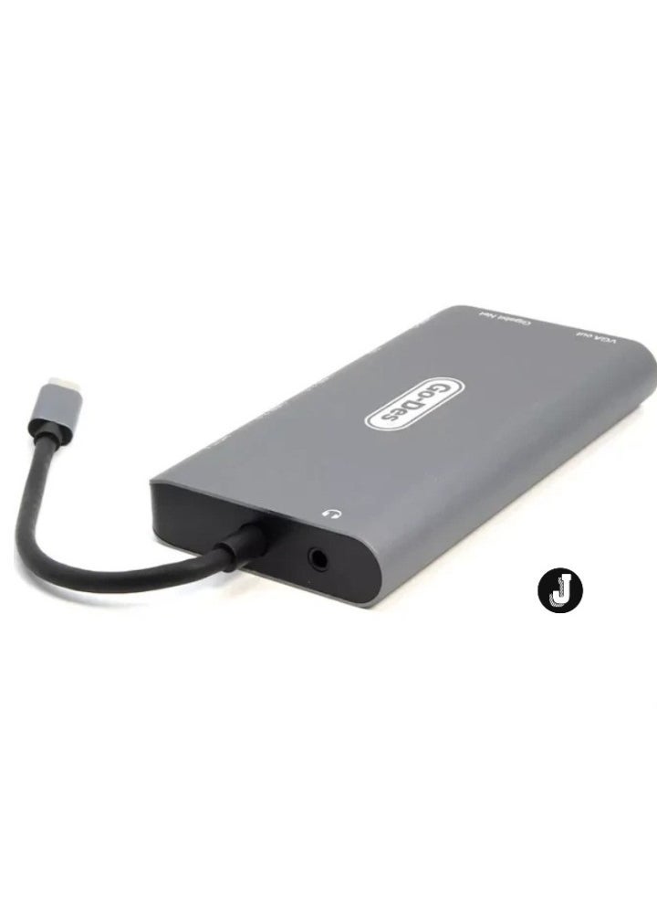 JAJEEK 8-in-1 USB-C Hub Adapter GD-8792 – Power Delivery, High-Speed Data Transfer, HDMI, Ethernet & SD/MicroSD Ports, Compact and Portable Design - Image 2