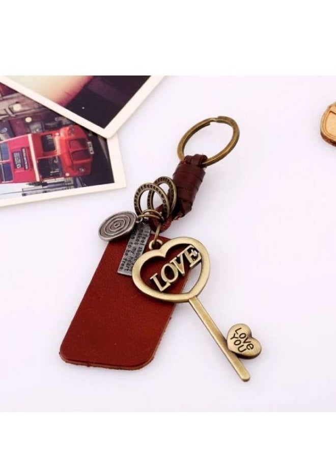 حلقة مفاتيح جلدية مضفرة من سبائك المعدن - Image 5