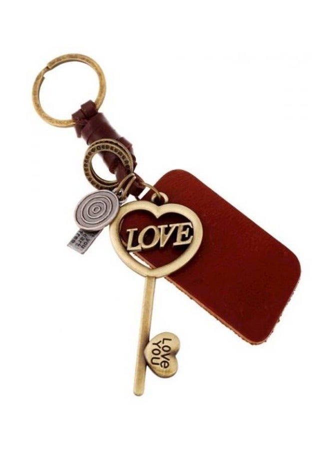 حلقة مفاتيح جلدية مضفرة من سبائك المعدن - Image 1