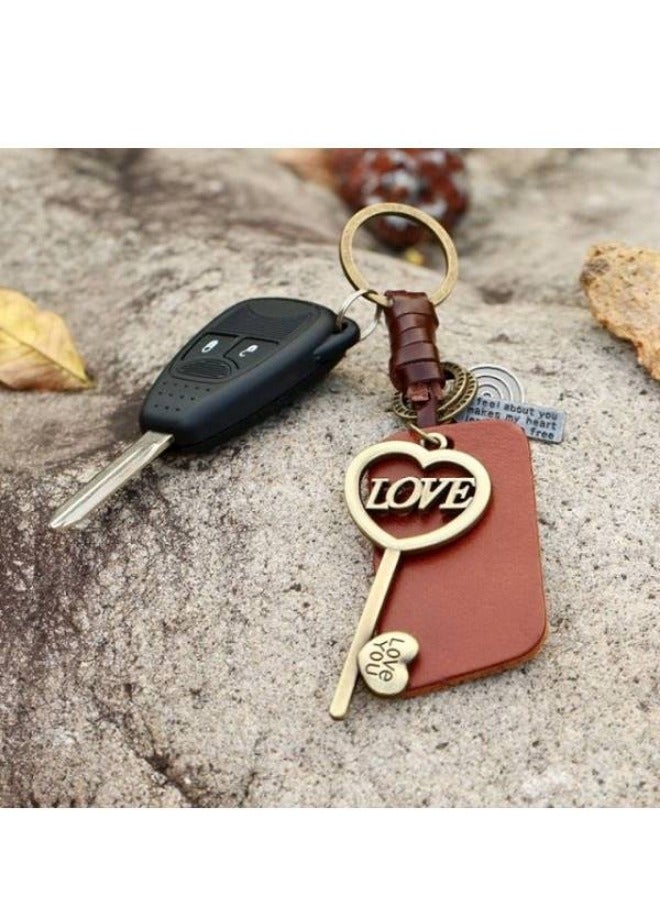 حلقة مفاتيح جلدية مضفرة من سبائك المعدن - Image 3