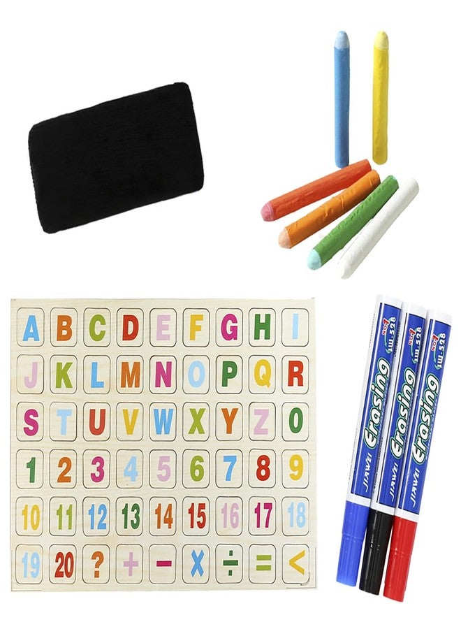 Flat River Group Easy Playhouse Wooden Table Top Easel for Children. Double Sided, White Board and Chalk Board. Chalk, Eraser, Markers, Alphabet, Stickers and Paper Roll. Age 3+ - Image 4