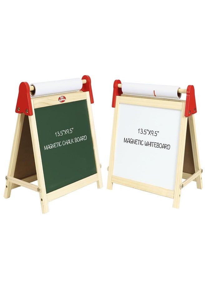 Flat River Group Easy Playhouse Wooden Table Top Easel for Children. Double Sided, White Board and Chalk Board. Chalk, Eraser, Markers, Alphabet, Stickers and Paper Roll. Age 3+ - Image 3