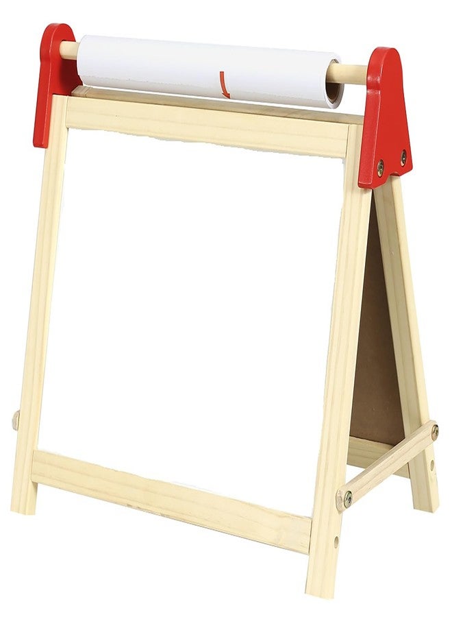 Flat River Group Easy Playhouse Wooden Table Top Easel for Children. Double Sided, White Board and Chalk Board. Chalk, Eraser, Markers, Alphabet, Stickers and Paper Roll. Age 3+ - Image 1