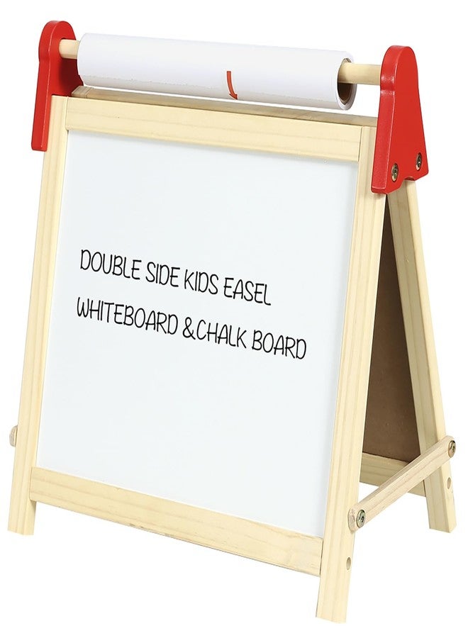Flat River Group Easy Playhouse Wooden Table Top Easel for Children. Double Sided, White Board and Chalk Board. Chalk, Eraser, Markers, Alphabet, Stickers and Paper Roll. Age 3+ - Image 2