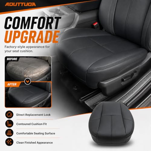 AOUTTUOA #193 Black Driver or Passenger Side Bottom Replacement Seat Cover Microfiber Leather Fit for Chevy Silverado Suburban Avalanche GMC Sierra Tahoe Yukon 2007 2008 2009 2010 2011 2012 2013 2014 - Image 4