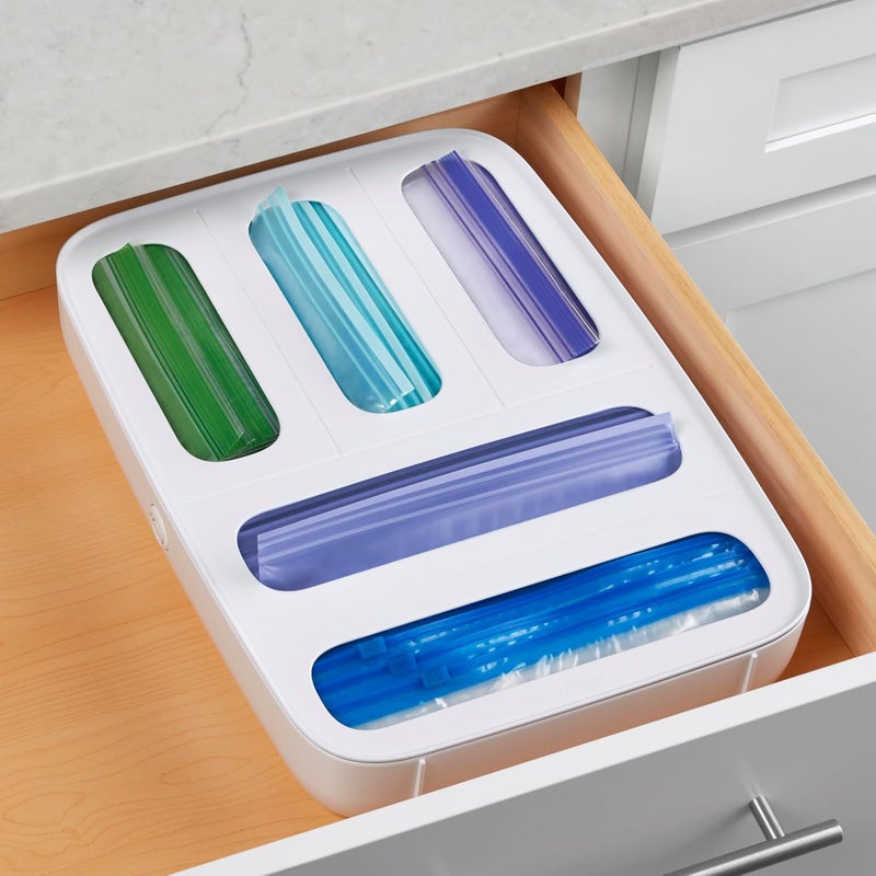 YouCopia StoraBag Plastic Sandwich Bag Organizer for Kitchen Storage, 5-Slot, White - Image 5