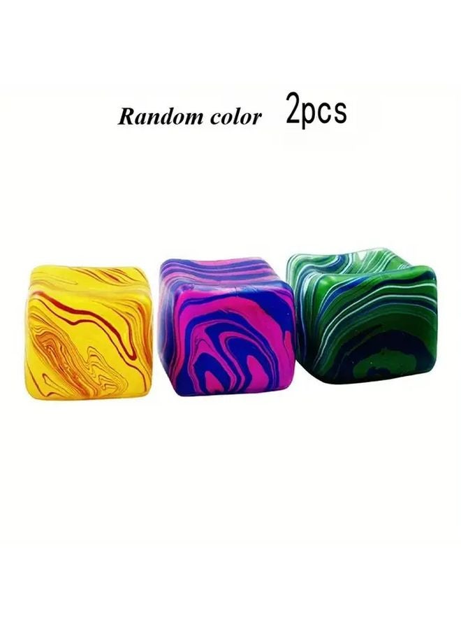 Slow Rebound Slime Filled TPR Cube Sensory Fidget Toy Colorful Blocks Random 2PCs 3cm - Image 1