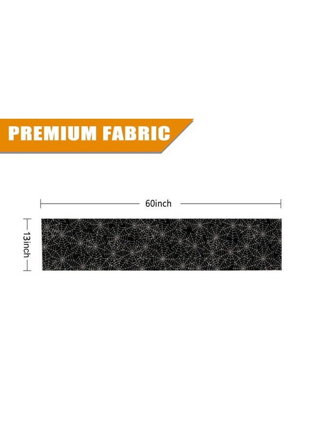 GAGEC Halloween Table Runner Spider Web Black Linen Table Runners for Seasonal Holidays Indoor Outdoor Kitchen Dining Party Home Decor 13 x 60 Inch - Image 5