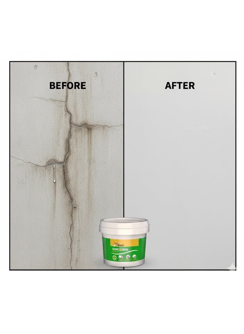 Dr. Fixit Sure Seal 1 Kg Waterproofing Coating | DIY Damp Proof Solution for Internal & External Walls | Quick Patch Repair for Roof, Cracks & Leakage Protection - Image 4