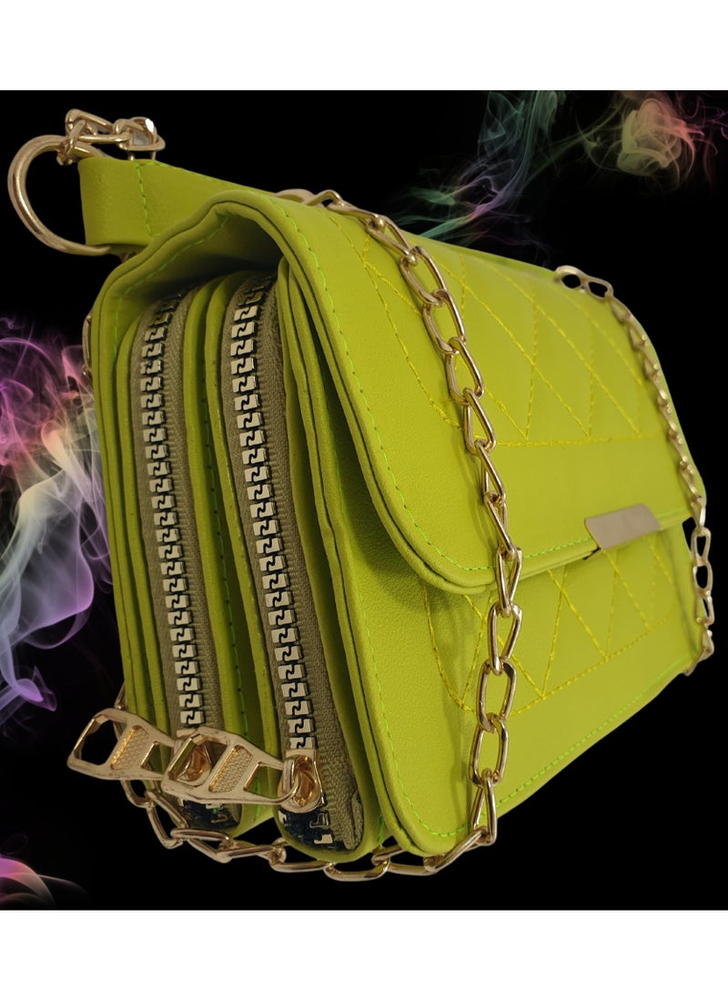 TO FASHION - TO 3001 LEATHER WOMEN, GIRLS CROSS BODY BAG, SHOULDER BAG, WITH ATTATCHED BELT, MODERN, UNIQUE AND ELEGANT DESIGN, DIMENSIONS 13*21*7 CM LEMON A - Image 1