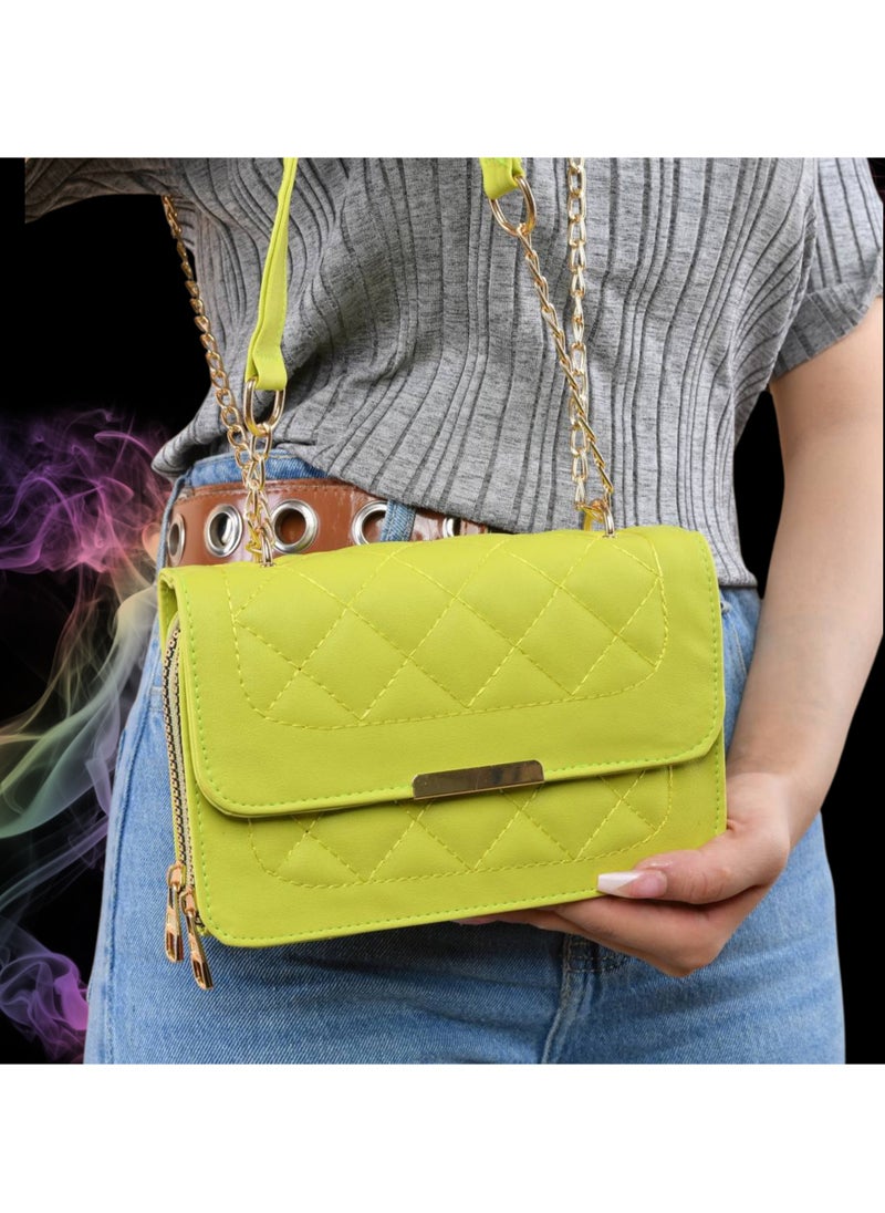 TO FASHION - TO 3001 LEATHER WOMEN, GIRLS CROSS BODY BAG, SHOULDER BAG, WITH ATTATCHED BELT, MODERN, UNIQUE AND ELEGANT DESIGN, DIMENSIONS 13*21*7 CM LEMON A - Image 1