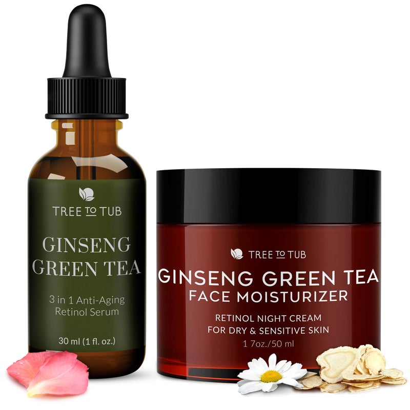 Tree To Tub Retinol Anti Aging Face Moisturizer for Dry & Sensitive Skin and Anti Aging Serum for Face & Wrinkles - Anti Wrinkle Hyaluronic Acid Facial Moisturizer, Vitamin A & E Night Cream for Women - Image 1