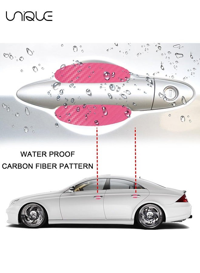 يونيك ملصق مقبض باب السيارة المكون من 16 قطعة ، واقي كوب باب السيارة المضاد للخدوش من ألياف الكربون ، فيلم واقي مقبض باب السيارة بدون علامات لمعظم مقابض السيارات (أسود + أزرق + وردي + فضي) - Image 4