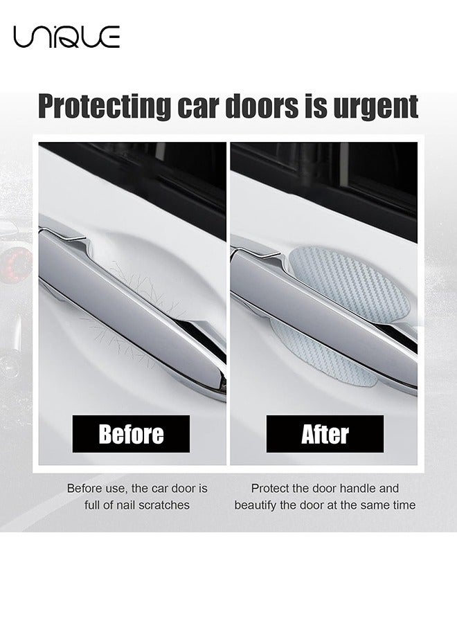 يونيك ملصق مقبض باب السيارة المكون من 16 قطعة ، واقي كوب باب السيارة المضاد للخدوش من ألياف الكربون ، فيلم واقي مقبض باب السيارة بدون علامات لمعظم مقابض السيارات (أسود + أزرق + وردي + فضي) - Image 5