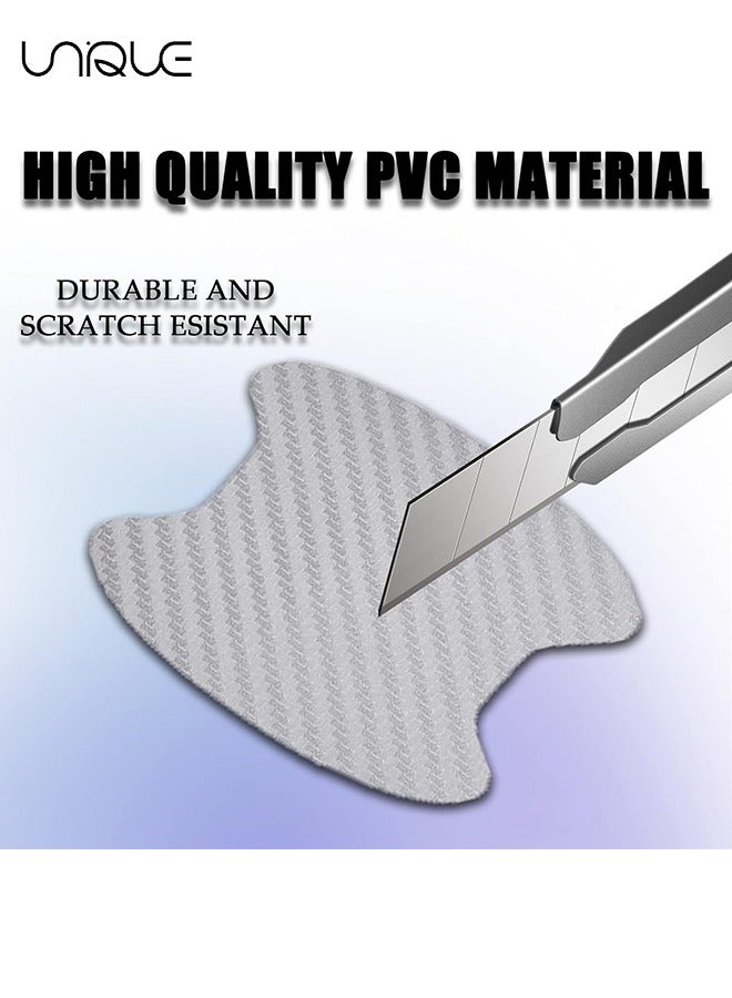 يونيك ملصق مقبض باب السيارة المكون من 16 قطعة ، واقي كوب باب السيارة المضاد للخدوش من ألياف الكربون ، فيلم واقي مقبض باب السيارة بدون علامات لمعظم مقابض السيارات (أسود + أزرق + وردي + فضي) - Image 3