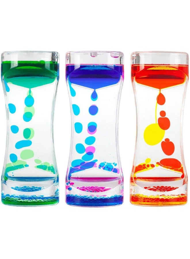Oneshow Liquid Motion Bubbler Timer Colorful Oil Hourglass Liquid Sensory Toys Activity Fidget Toy Calm Stress Relief Desk Toys Desk Decor for Adults and Teenager Fidget Water Timers 3 Pack - Image 1