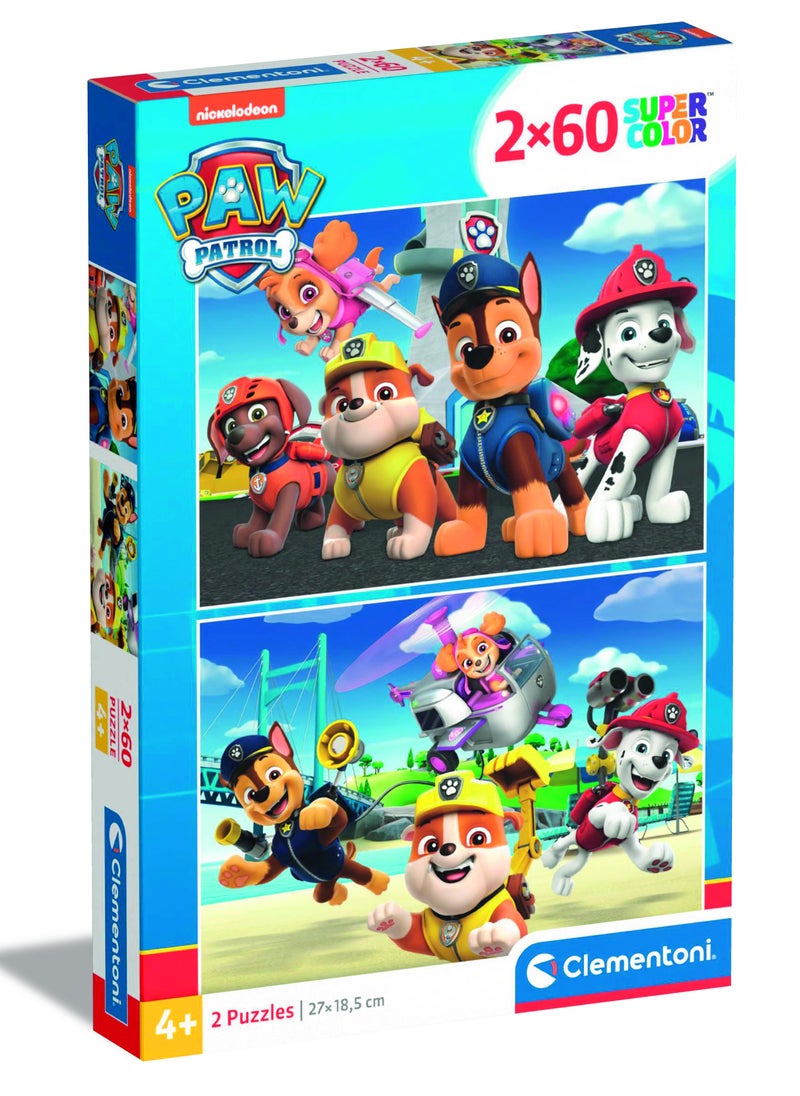 Clementoni Clementoni Puzzle Paw Patrol Action 2x60 Pieces | Jigsaw Puzzle | Children's Puzzle | Kids Puzzle | Preschool Learning Toys | Develops Problem Solving Skills | Made in Italy  - Image 1
