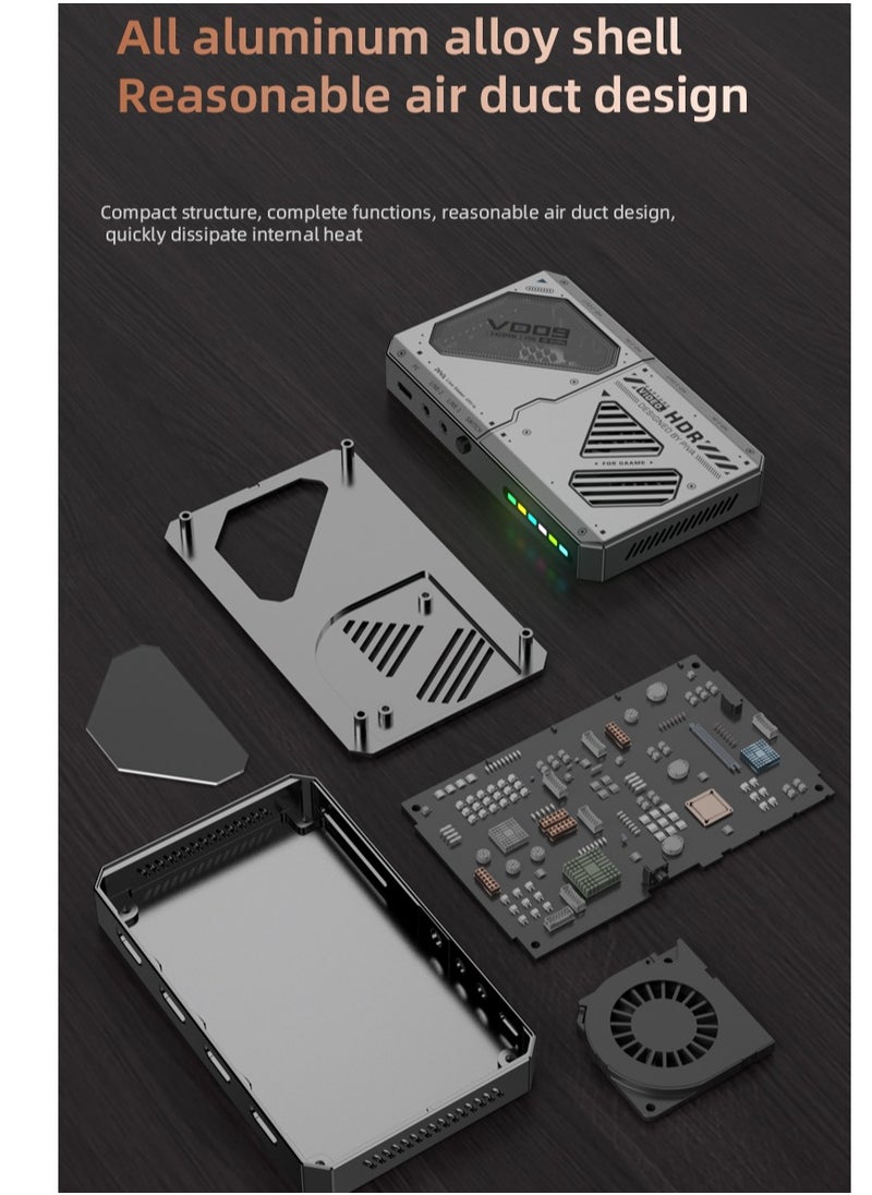 PIVA VD09 dual-capture card HD video adapter provides high-speed transmission without delay. It is equipped with a built-in fan for multiple heat dissipation to ensure stable long-term live streaming.
