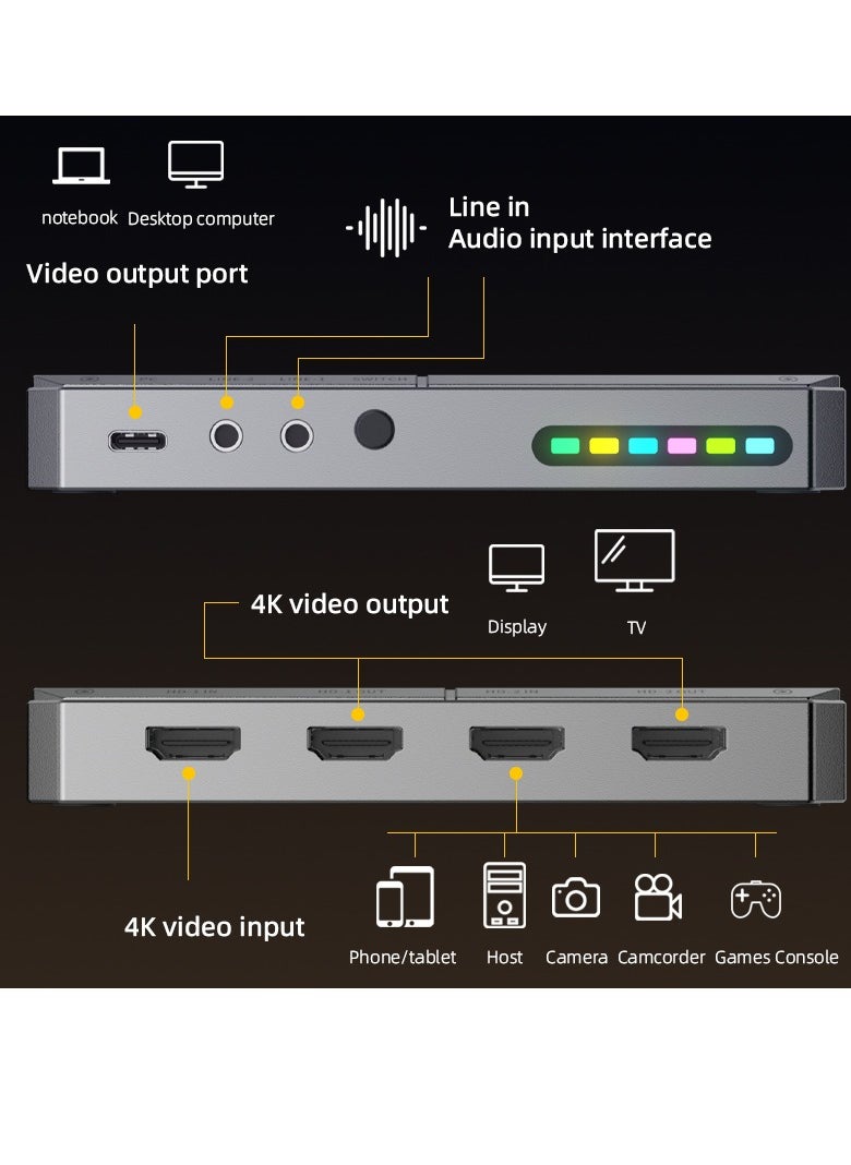 PIVA VD09 dual-capture card HD video adapter provides high-speed transmission without delay. It is equipped with a built-in fan for multiple heat dissipation to ensure stable long-term live streaming.