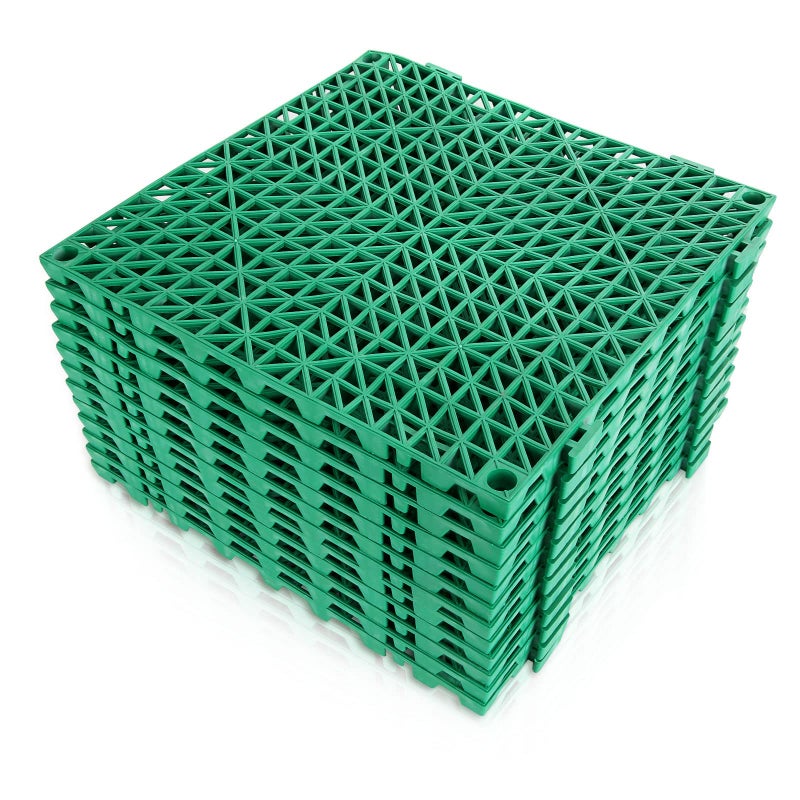 FengWu 12 Pack 12 x 12 Interlocking Rubber Outdoor Flooring Tiles NonSlip Shower Mat Pool Mats for Floor Drain Deck Pool Patio Balcony Kitchen Yard Green