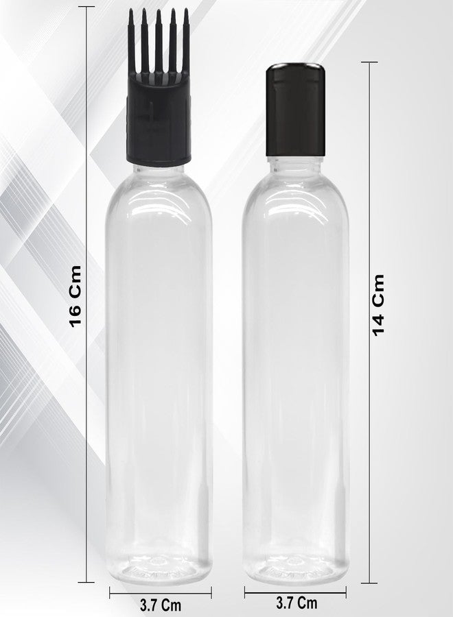 HUNCHA Hair Root Applicator Bottle For Applying Hair Oil Shampoo and Medicine, Oil Applicator Bottle For Scalp, 100ml Applicator Hair Root Bottle, Transparent Bottle, Black Cap, Pack of 3 - Image 2