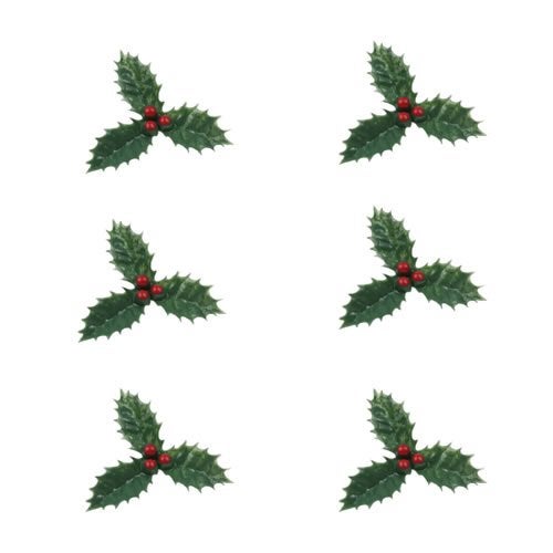 Anniversary House  Christmas Cake Decorations  6 Pieces of Holly with Berries