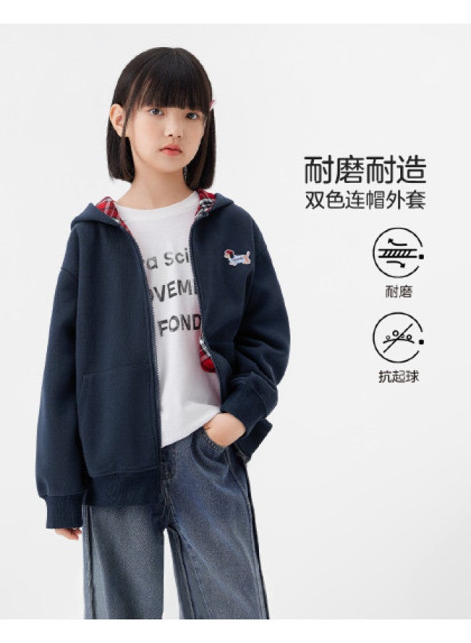 Zuoxi Girls' Knitted Cardigan Hooded Sweatshirt 2025 New Arrival Stylish Autumn Outerwear For Kids And Teens - Image 1