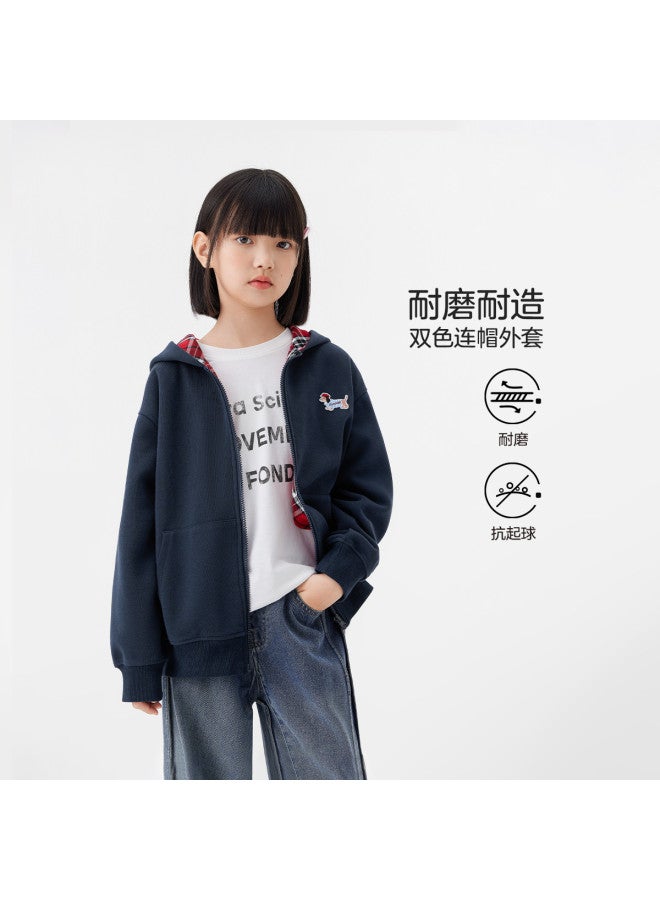 Zuoxi Girls' Knitted Cardigan Hooded Sweatshirt 2025 New Arrival Stylish Autumn Outerwear For Kids And Teens - Image 2
