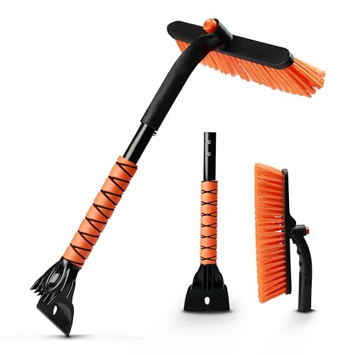 EcoNour 27" 3 in 1 Snow Brush with ice Scraper for car Windshield and Window | 360° Aluminum Rotatable Snow Brush for car | Winter Snow Removal Tools with Detachable Foam Grip | Winter Car Accessories - Image 1