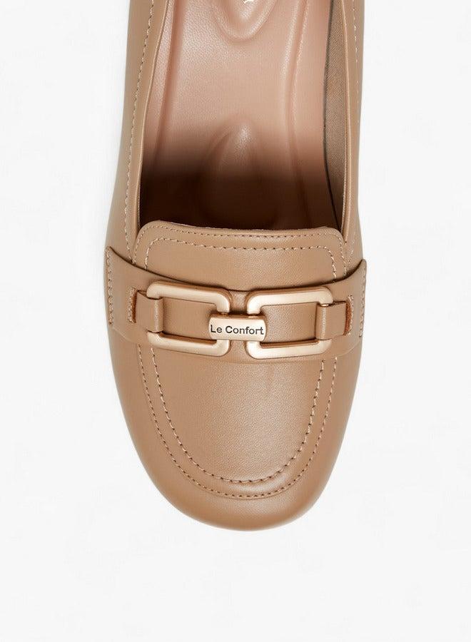 Le Confort Metal Accent Slip-On Shoes with Wedge Heels - Image 4