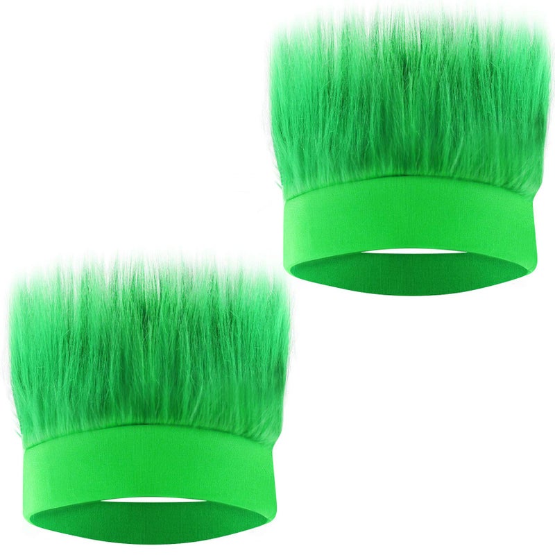Sunshane 2 Pack Hairy Headband Crazy Hair Wigs for Mardi Gras Cosplay Sports Party and Spirit Day Accessory (Green) - Image 1