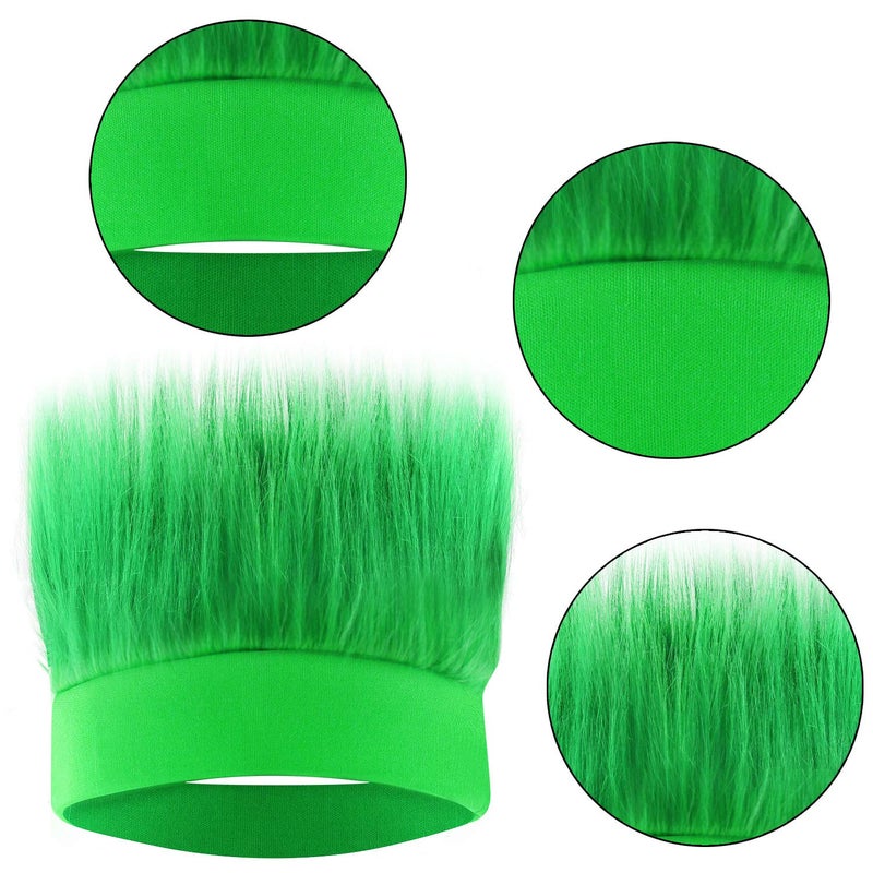 Sunshane 2 Pack Hairy Headband Crazy Hair Wigs for Mardi Gras Cosplay Sports Party and Spirit Day Accessory (Green) - Image 5