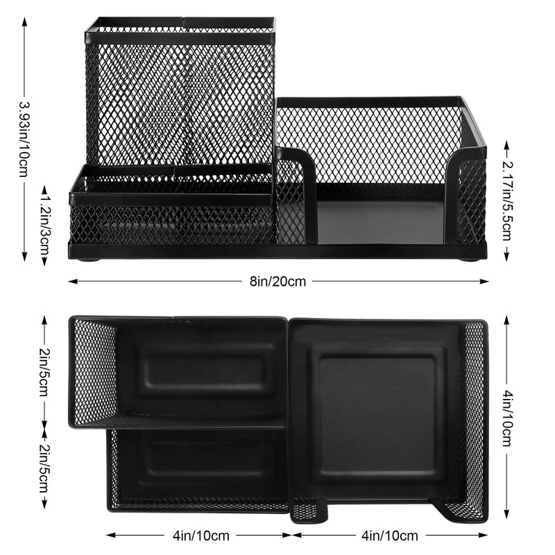 Comix Mesh Pen Pencil Holder Desk Organizer, 3 Compartment Wire Desktop Pen Pencil Cup Caddy Office Supplies Desk Accessories for Home Office School, Black - Image 2