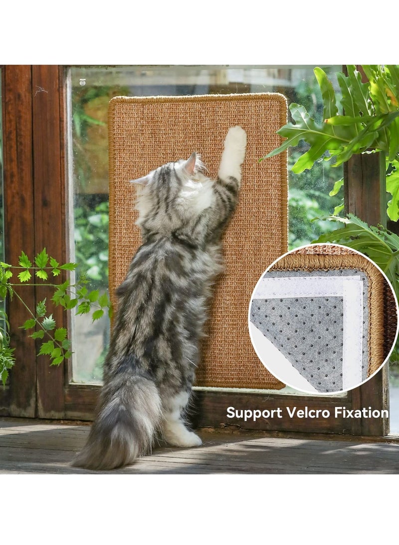 Arabest حصائر خدش القطط من الألياف الطبيعية 23.6 × 15.7 بوصة سجادة خدش أفقية للقطط، تحمي السجاد والأرائك - Image 5